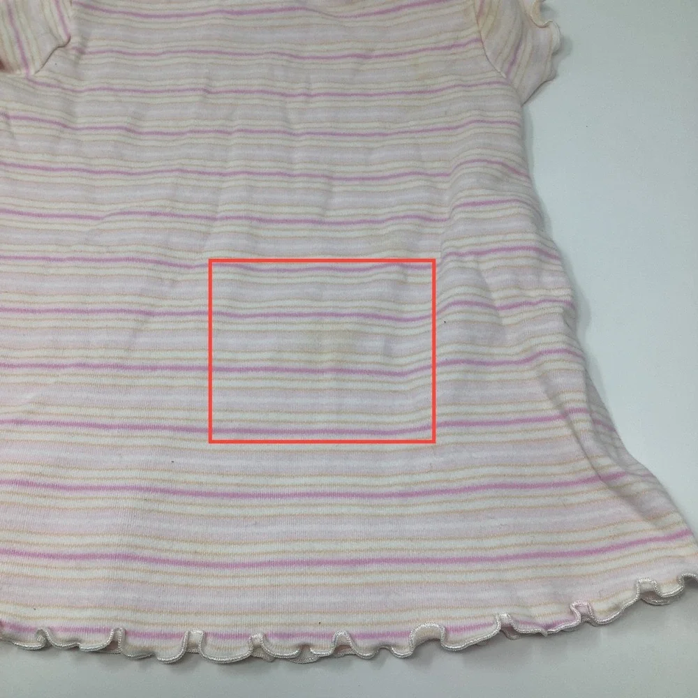 Carter's Baby Girl Dress 12M Pink Striped Cotton Cap Sleeve Ruffle‎ Hem